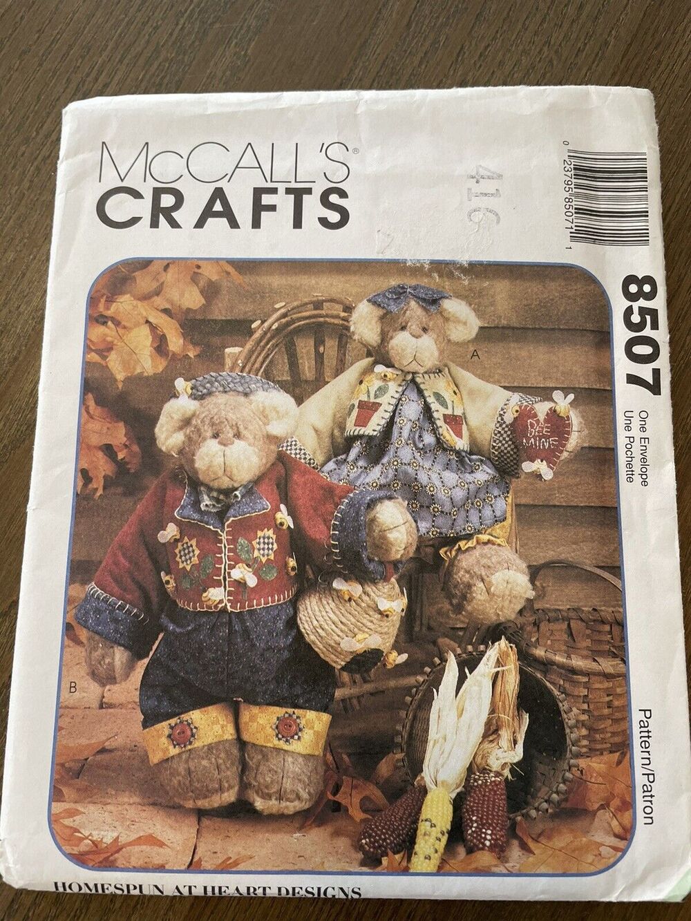 McCalls 8507 BEARS Honey Bee Mine Doll Clothes 14 inch Plush Pattern UNCUT